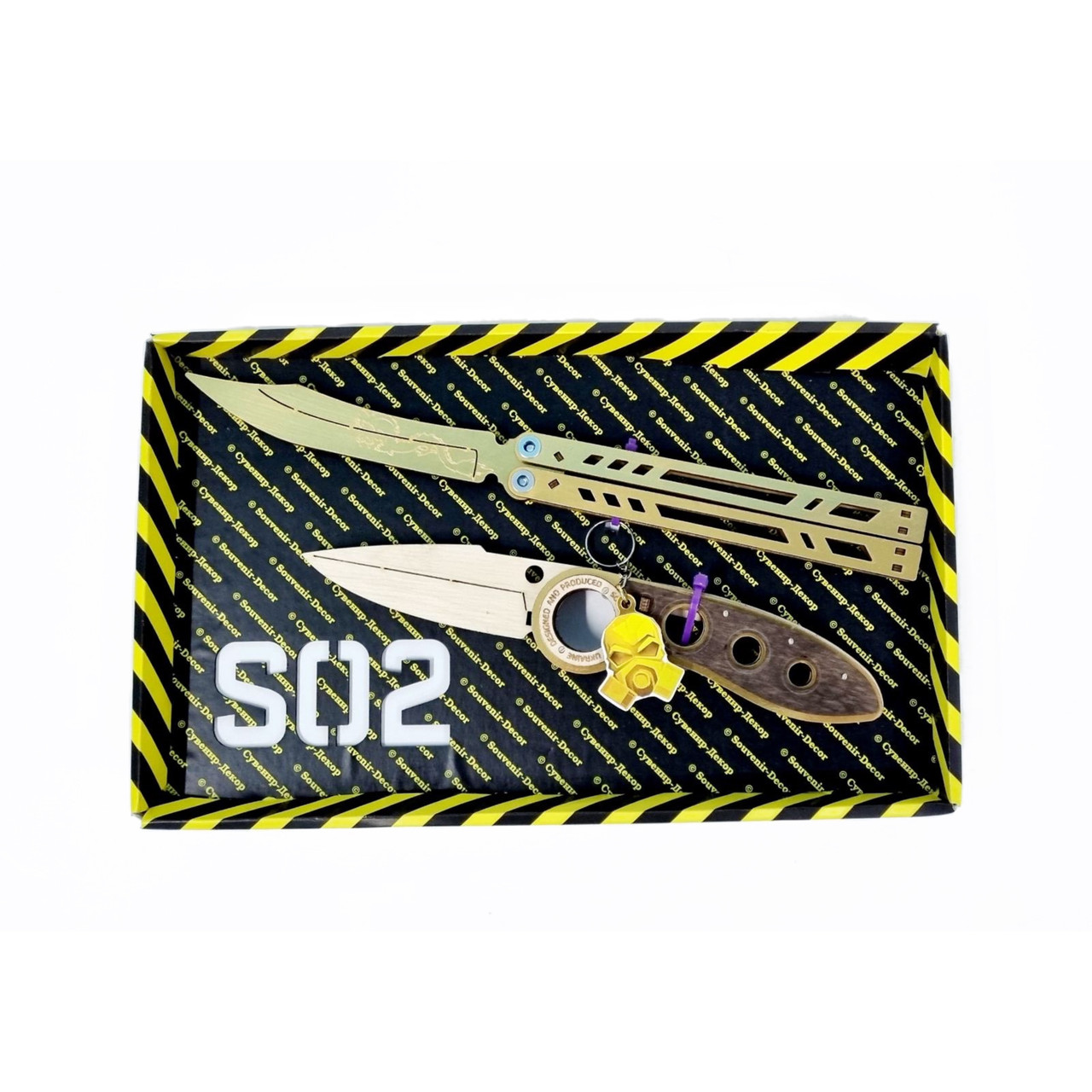 Набір ножів STANDOFF 2 "Ніж Метелик Legasy & Ніж Викидуха Фліп Black", дерев'яна іграшкова зброя, фото 1