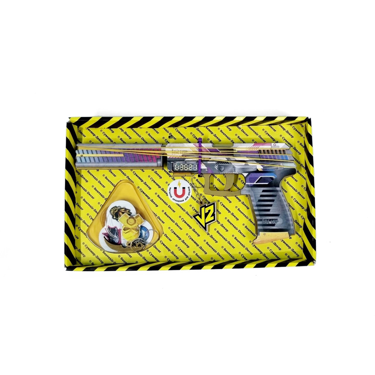 Гумкостріл "USP GEOMETRIC" із STANDOFF 2, дерев'яний іграшковий пістолет, фото 1