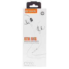Навушники дротові з магнітами Yison CX300 білий 166122 Чорний