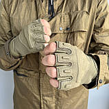Тактичні рукавички, рукавички військові без пальців, похідні армійські, солдатські рукавички, фото 3