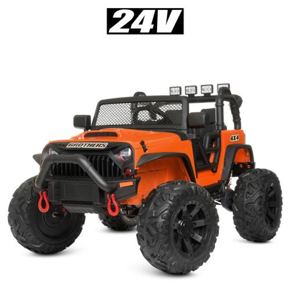 Дитячий електромобіль двомісний Баггі (2 мотори по 200W, 2 акб, USB, Blue-MP3) Bambi помаранчевий, фото 1