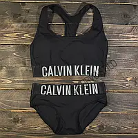 Жіночий комплект нижньої білизни Calvin Klein (топ + сліпи) колекція Intense, колір чорний
