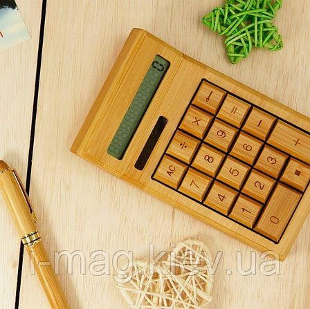 Бамбуковий калькулятор, калькулятор з дерева, фото 2