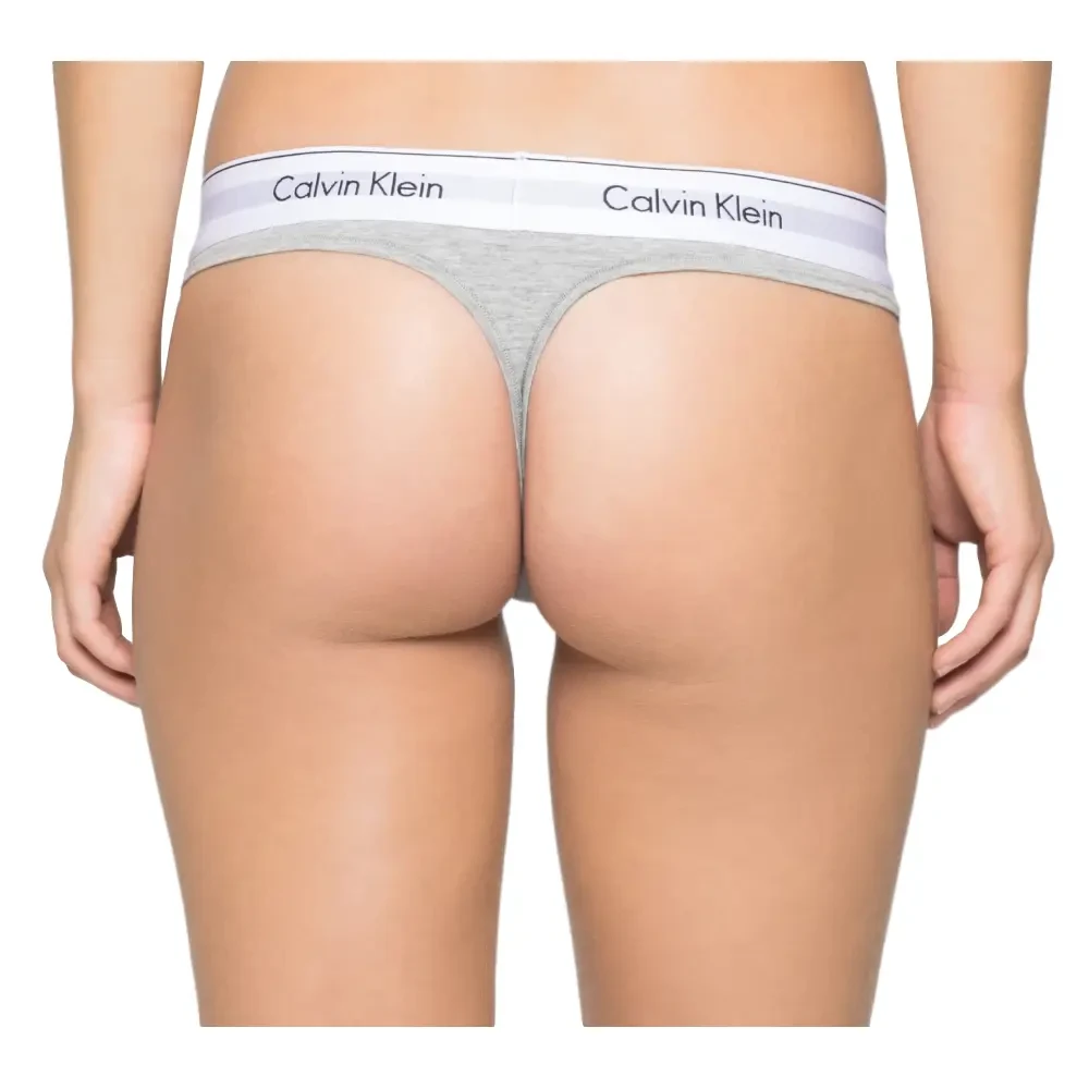 Женский комплект нижнего белья Calvin Klein (топ + трусы слипы), цвет серый S, Стринги, Серый - фото 3 - id-p1618936133