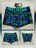 Мужские купальные шорты плавки Фуба 216 Синий с зелеными надписями