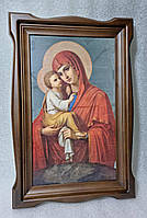 Фігурний кіот із внутрішньою дерев'яною рамою для ікони Боголиці, фото 7