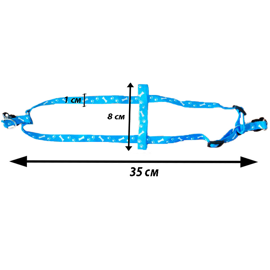 Нагрудник и поводок голубой для маленьких собак 1 м шлейка для собак мелких пород - фото 8 - id-p1618944236
