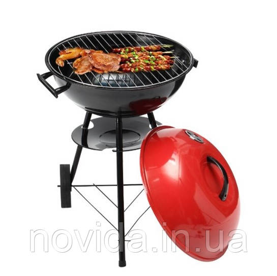 Вугільний гриль (барбекю, мангал) пересувний на колесах для пікніка, риболовлі 440х440х180мм пр-во Польща ax-799