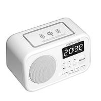 Настольные часы-будильник Promate TimeBase-3 с беспроводной зарядкой 5 Вт White (timebase-3.white)