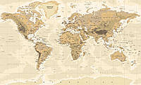 Бежевая физическая карта мира 47001