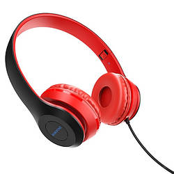 Накладні дротові навушники-гарнітура BOROFONE BO5 |18*16*7см| Чорно-червоний
