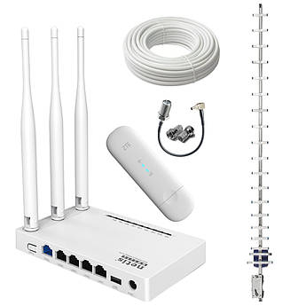 4G інтернет комплект в село (ZTE MF79U + Netis MW5230 + антена стріла 21 дБі) з вибором частот та базових станцій