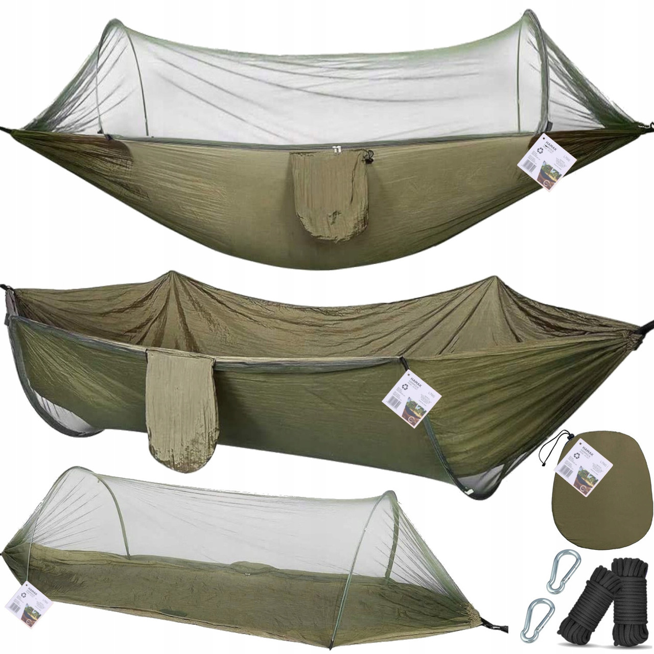 Гамак Carruzzo KS-027 3в1, 150 кг, 260 x 140 Зелений, фото 1
