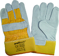 Перчатки защитные Profitech рабочие хлопок/кожа (спилок) с цельным наладонником