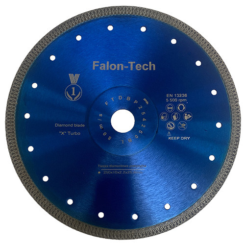 Круг алмазний відрізний 250×2.0×25.4 мм ультратонкий з посиленою посадкою Falon-Tech для плиткоріза