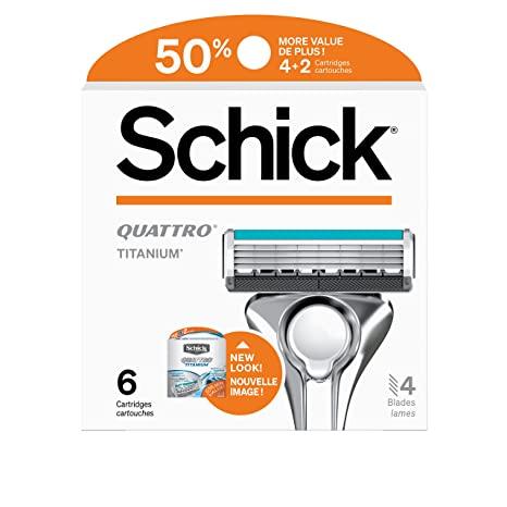 Змінні касети для гоління Schick Quattro, чоловічі приладдя для гоління , 6 шт.