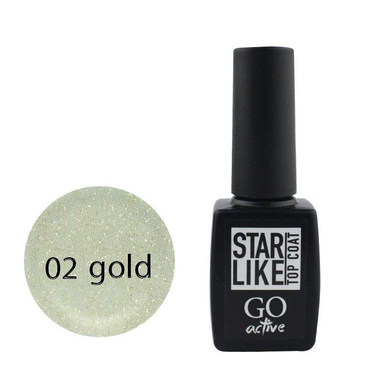 Закріплювач гель-лаку з шимером GO ACTIVE Starlike Top Coat 10 мл GOLD 02