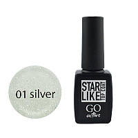 Закріплювач для гель-лаку з шимером GO ACTIVE Starlike Top Coat 10 мл SILVER 01