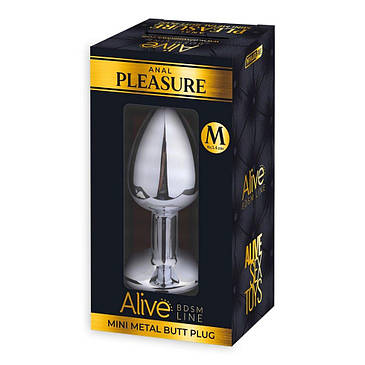 Металевий анальний штекер з кристалом Alive Mini Metal Butt Plug Pink M, фото 3