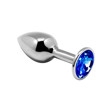 Металевий анальний штекер з кристалом Alive Mini Metal Butt Plug Blue M, фото 1