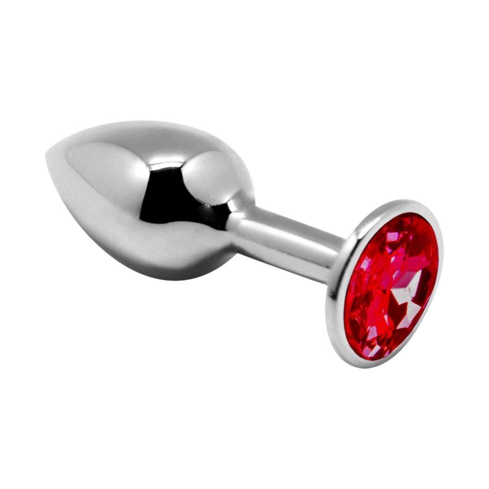 Металевий анальний штекер з кристалом Alive Mini Metal Butt Plug Red L