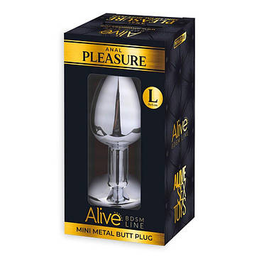 Металевий анальний штекер з кристалом Alive Mini Metal Butt Plug White L, фото 3