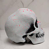 Декоративний череп з гіпсу - White skull neon, фото 2