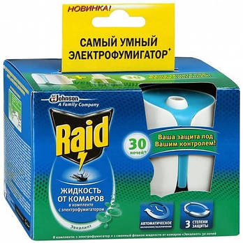 Набір Raid Рейд електрофумігатор + рідина 30 ночей Евкаліпт від комарів Розпродаж (термін придатності вийшов)