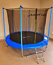 Батут Just Fun 244 см з внутрішньої сіткою і сходами (Синій), фото 5