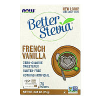 Натуральная стевия NOW Foods "Better Stevia" без калорий, вкус французская ваниль (75 пакетиков по 1 г)