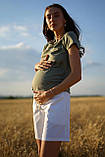 Трикотажні бавовняні шорти для вагітних з поясною резинкою під животик легкі дуже зручні, 5260708-Б, фото 4