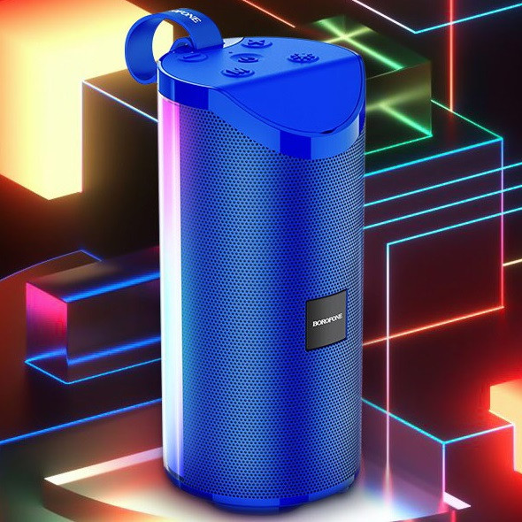 Портативна блютуз колонка BOROFONE BR5 з LED підсвіткою |AUX, SD-card, Bluetooth, USB, FM-Radio, IPX5| Синій