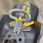 Дитяче велокрісло переднє на раму до 15 кг TILLY T-811 з дитячою ручкою, сіро-жовте, фото 7