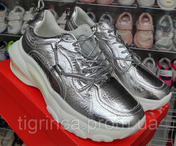 Модные женские Кроссовки на платформе Деми серебро 37(23) 39(24,5),40 ...