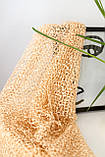 Трендовий ошатний шарф жіночий з бахромою в сітку прозорий легкий Бежевий, фото 10