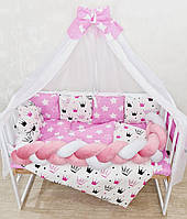 Комплект у ліжечко для новонароджених "Koss Корони" рожевий