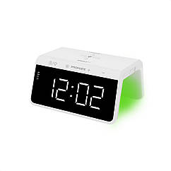 Настільний годинник-будильник Promate TimeBridge-Qi з бездротовою зарядкою 10 Вт White (timebridge-qi.white)