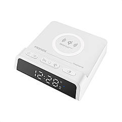 Настільний годинник-будильник Promate TimePad-Qi з бездротовою зарядкою 15 Вт White (timepad-qi.white)