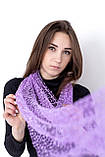 Легкий прозорий жіночий шарф з бахромою в сітку Лаванда., фото 5