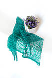 Легкий прозорий жіночий шарф з бахромою в сітку Зелений., фото 2