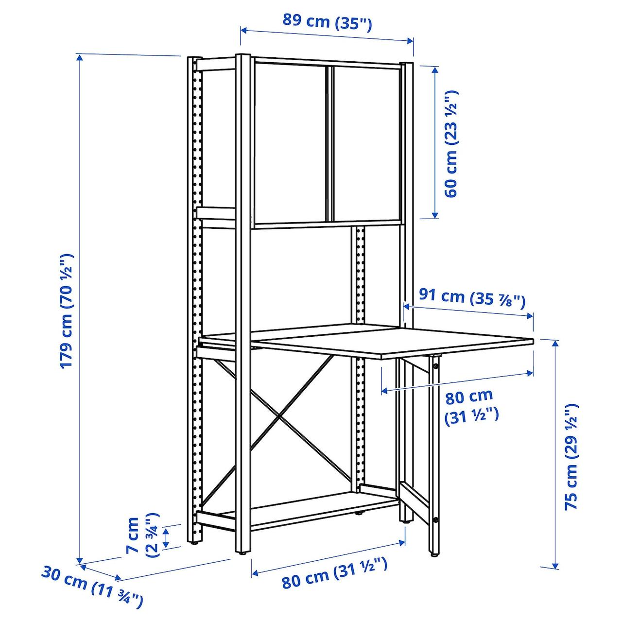 IKEA 1 секция / откидной стол / раздвижная дверь IVAR (394.849.16) - фото 2 - id-p1619107125