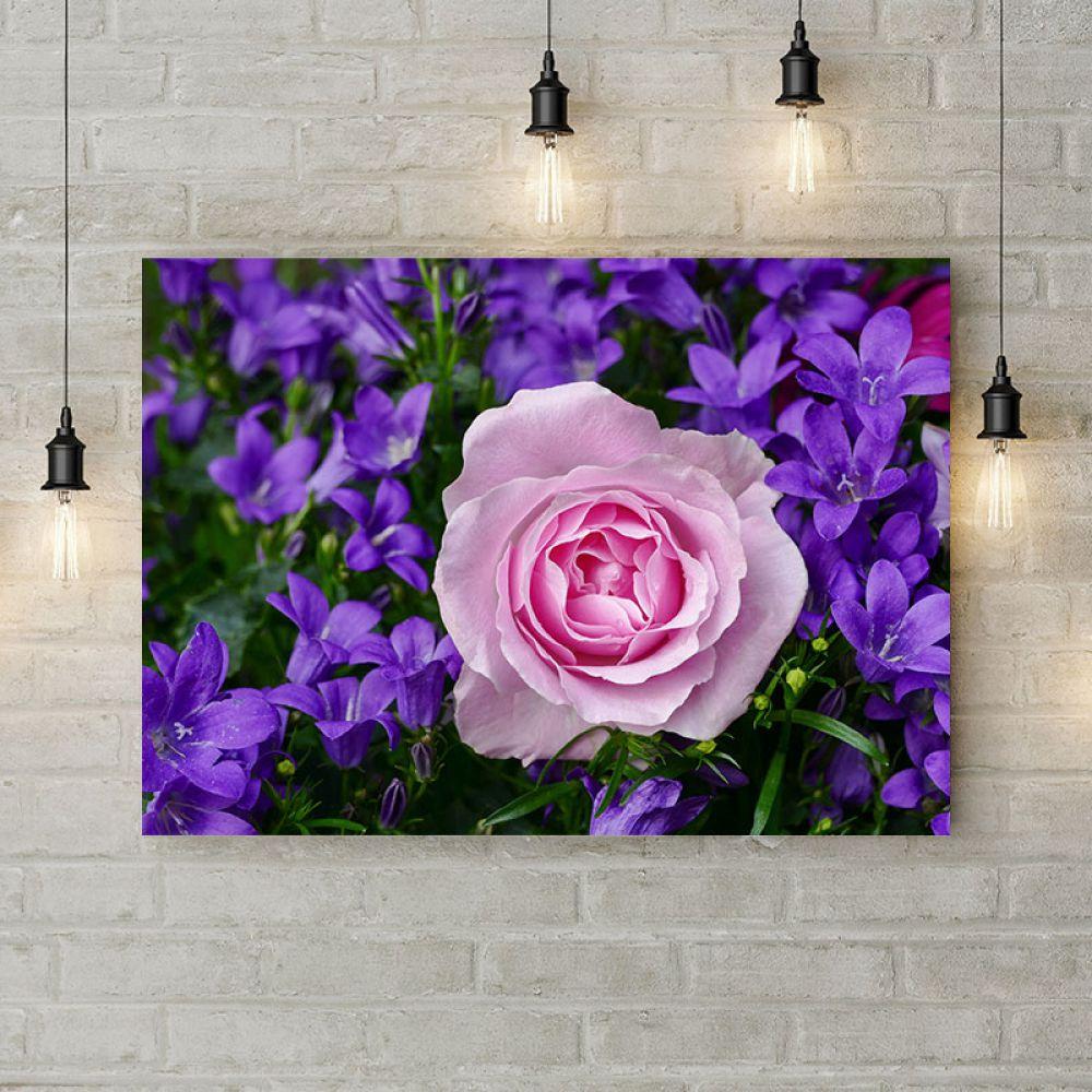 Картина на холсті на стіну для інтер'єру будинка Рожева троянда 5, 50х35 см