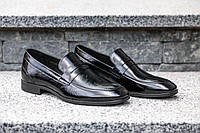Мужские туфли лоферы лакированные кожаные черные IKOC. Туфли мужские классические весна Икос ІКОС в черном
