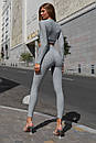 Прогулянковий облягаючий пудровий жіночий костюм Маріо топ і легінси 42 44 46 48 розміри, фото 9