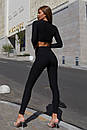 Прогулянковий облягаючий сірий жіночий костюм Маріо топ і легінси 42 44 46 48 розміри, фото 9
