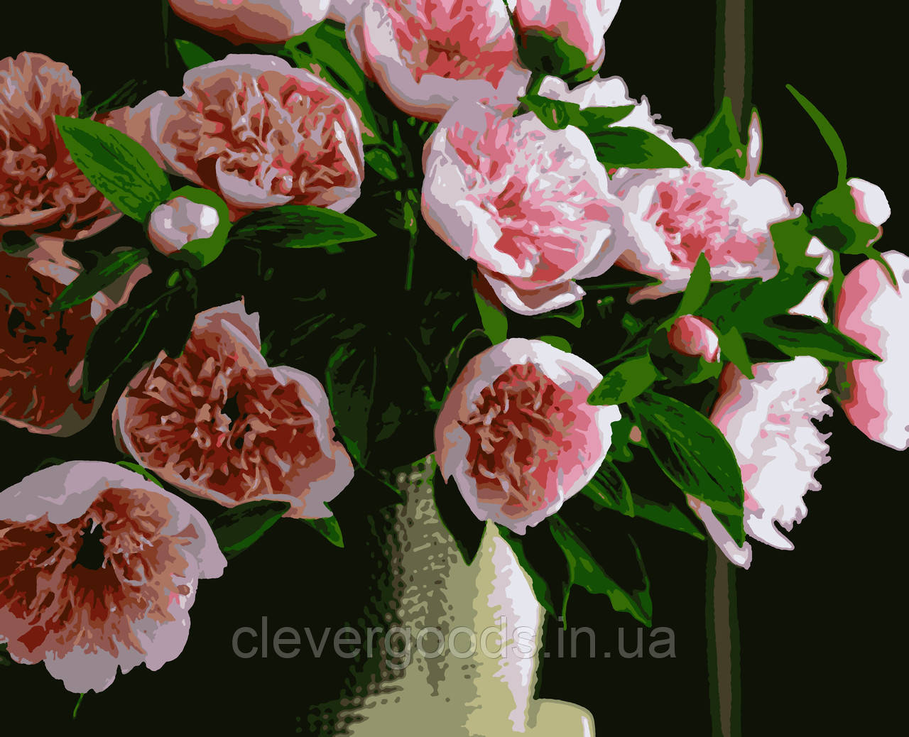 Картина по номерам на ПОДРАМНИКЕ рисование по номерам на холсте "Розовые пионы" 40*50 см - фото 1 - id-p1496243703