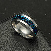 Необычное кольцо мужское с цепью 8 мм. Все размеры. Кольца для парней и мужчин из медицинской стали