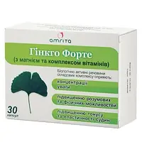 Гінкго Форте з магнієм і комплексом вітамінів. Для енергії і тонусу! 30 к.