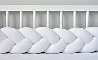 Бортик в кроватку Хатка Косичка Белый 240 см (на три стороны)