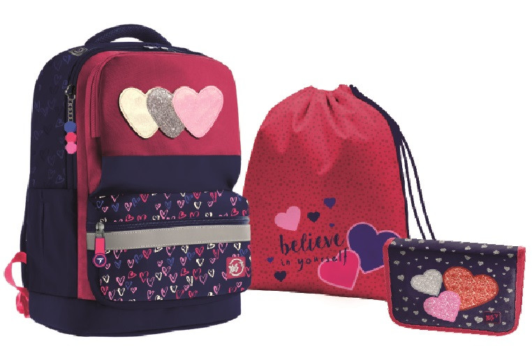 Шкільний набір 3 в 1 рюкзак, сумка, сумка Yes Collection Heart beat (557954)